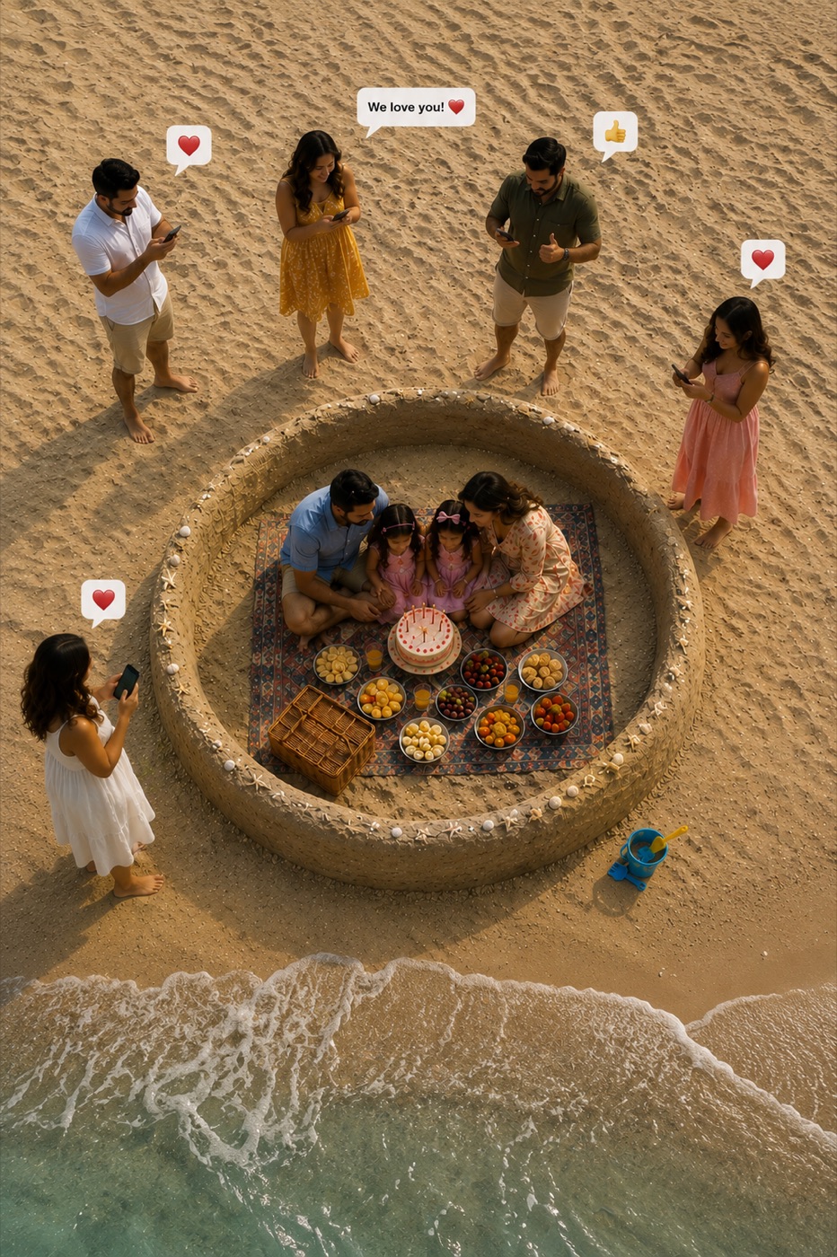 A family beach celebration shared privately