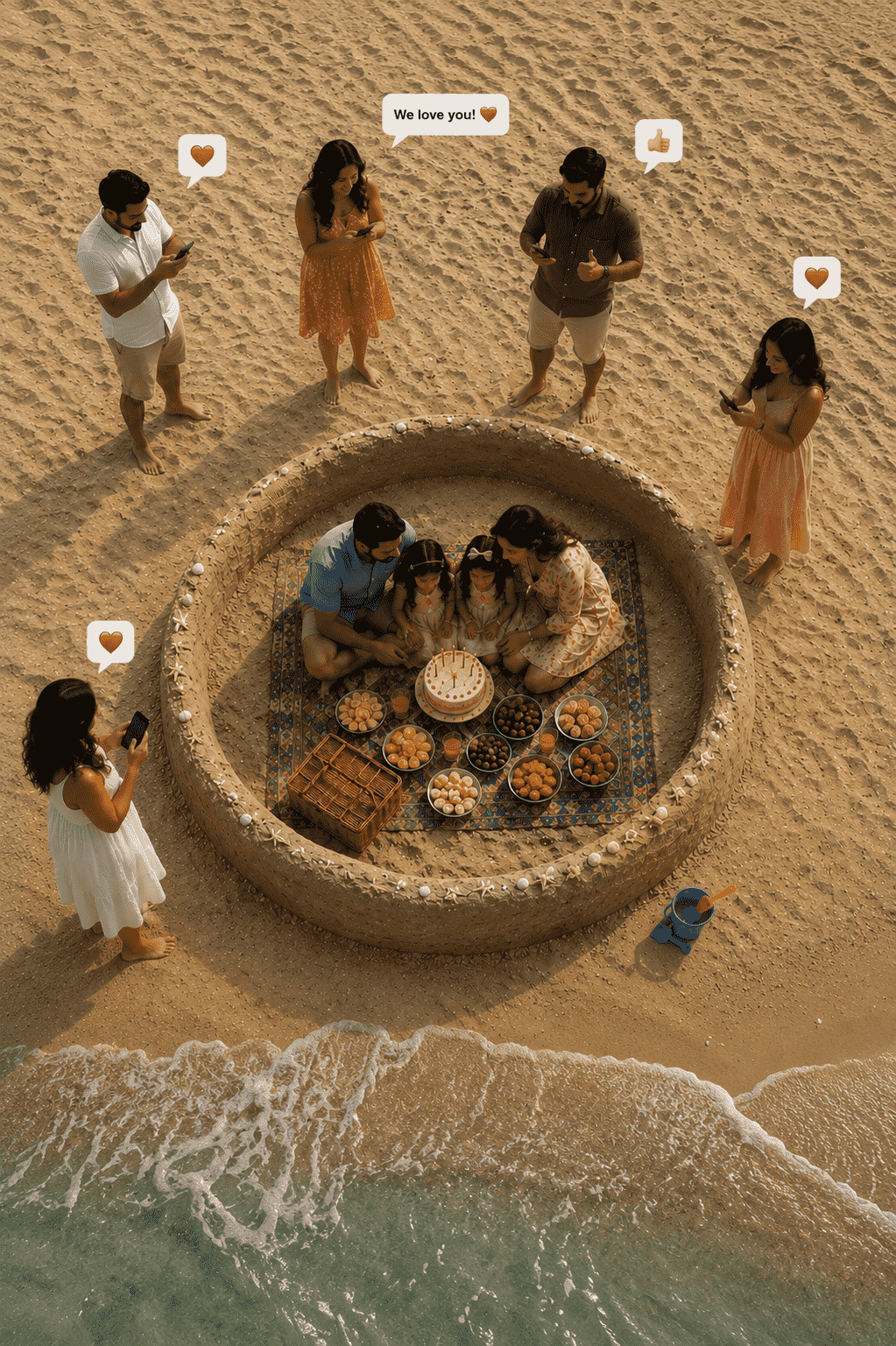 A family beach celebration shared privately