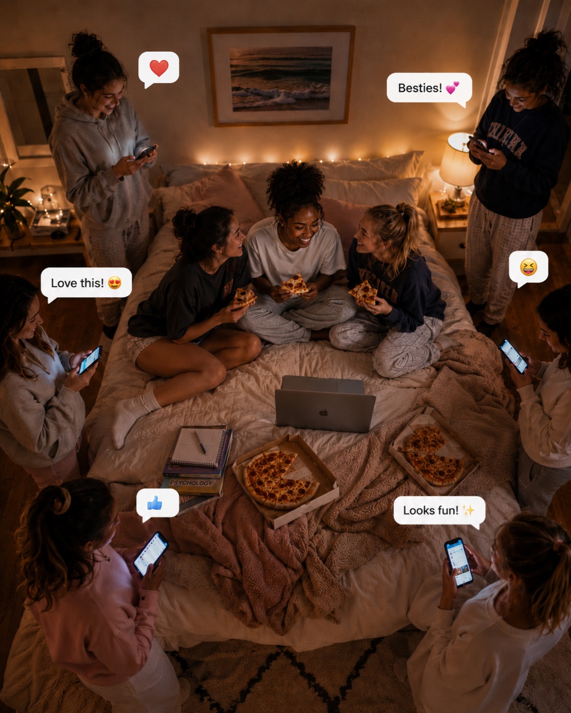 A private bedroom moment shared with close friends