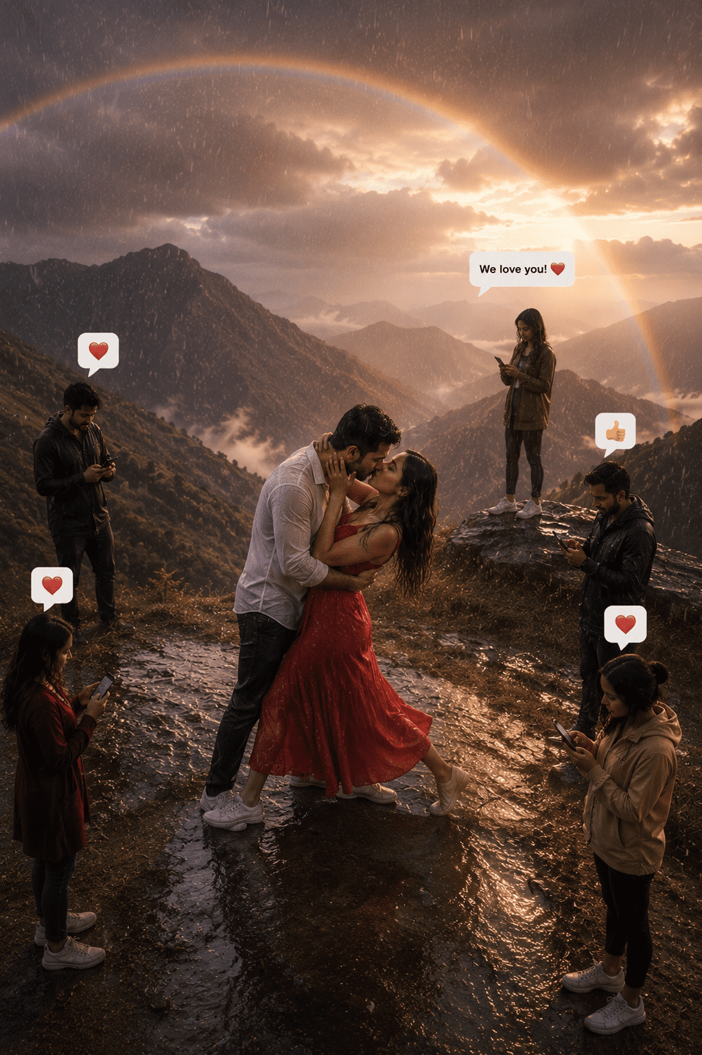 A romantic moment shared with a close circle